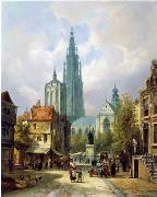 unknow artist European city landscape, street landsacpe, construction, frontstore, building and architecture.073 oil painting on canvas